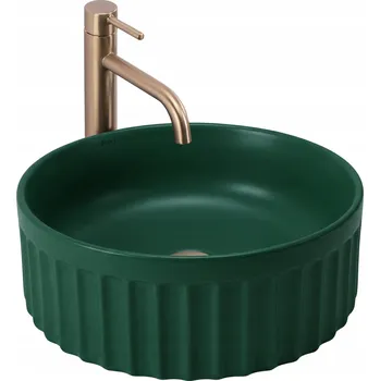 Umyvadlo UMYVADLO NA DESKU RÝHOVANÉ REA DUO MATCHA MATNĚ ZELENÉ KULATÉ MODERNÍ