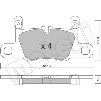 Brzdová destička Sada brzdových destiček, vždy 4 kusy v sadě METELLI 22-1258-3