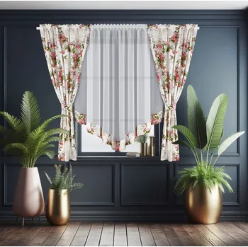 Fliying Hotová záclona Eleonora bílá/růžová 400x160 cm