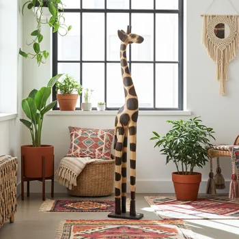 Žirafa velká socha 4 Dřevo XXXL 120 cm