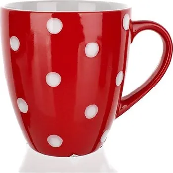 BANQUET Sada keramických hrnků baňák 400 ml, červený s puntíky, 6ks