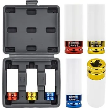 Gola hlavice Nástrčné hlavice 1/2" 17, 19, 21 mm na ALU disky - POWERMAT