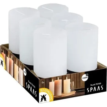 Zahradní dekorace SPAAS 6 rustikální svíčka na sloup 68/130 mm, ± 60 hodin, bez parfemace - bílá Bílá jednolůžková