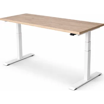 Psací stůl DeskTherapy D5+ Linak EXCLUSIVE - nejpevnější výškově nastavitelný stůl Barva podnože: bílá, Rozměry stolové desky: 1200x800 mm, Dekory desek Exlusive: LUX: Javor 375 BS - tl: 36 mm nejpevnější dvou sloupkový stůl, nosnost 160 kg, maximální výbava, až 270