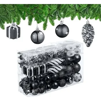Vánoční dekorace Relaxdays vánoční koule, sada 72, třpytivé, matné, lesklé stromové koule, kozačky, srdce, kužely,