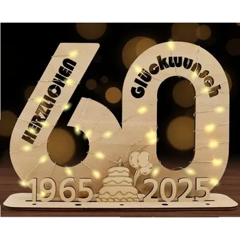 SALUOKE 2025 60. narozeninové dárky s LED řetězovými světly, narozeninový dárek pro ženy a muže,