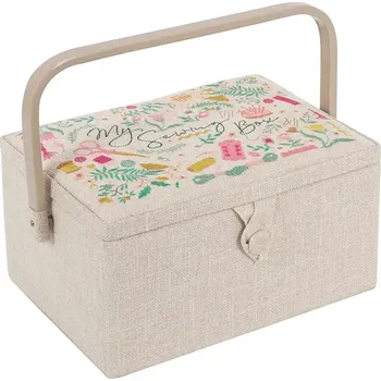 Organizér galanterie Střední košík na šití, pletení a háčkování - Moje šití s výšivkou (Medium Sewing Box My Sewing - Embroidered)