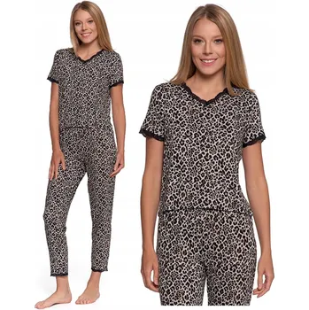 Dámské pyžamo Dámské pyžamo z viskózy, souprava s panterem, krátký rukáv, pohodlné MORAJ 3XL