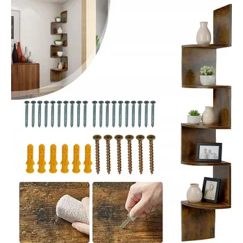 Knihovna ZÁVĚSNÁ ROHOVÁ POLICE NA ZEĎ REGÁL NA KNIHY HRAČKY DŘEVĚNÁ LOFT