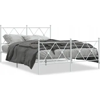 Postel Kovový rám postele bílý 207 x 146 x 90,5 cm, matrace 140 x 200 cm