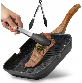 Pánev Čtvercová grilovací pánev, žebrovaná, 28 cm, na grilování BBQ