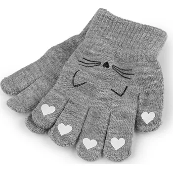 Rukavice Výprodej - Dětské pletené rukavice kočka - šedá Varianta: 4 šedá, Balení: 1 pár