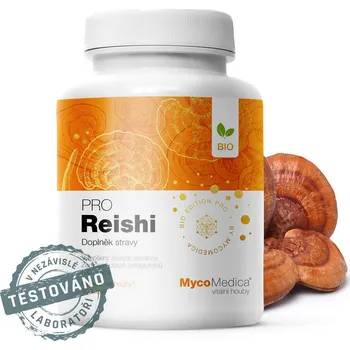 ❤️ MycoMedica REISHI PRO | Lesklokorka lesklá | Ganoderma lucidum | BIO | 90 kapslí | AKCE: ✅ od 2 ks - 7 % až - 13 % SLEVA ❤️ 90 rostlinných kapslí po 500 mg extraktu ❤️ MycoMedica® - KVALITNÍ Přírodní doplňky stravy, sirupy, tinktury, potraviny, veter