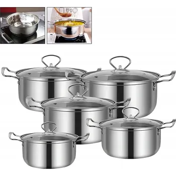 Sada nádobí Sada hrnců + PÁNEV Indukce PLYN VÍKO 5 ks