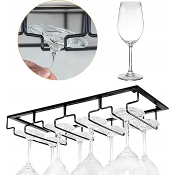 Stojan na víno DRŽÁK ZÁVĚSNÝ NA SKLENIČKY NA VÍNO DO KUCHYNĚ, BEZ VRTÁNÍ