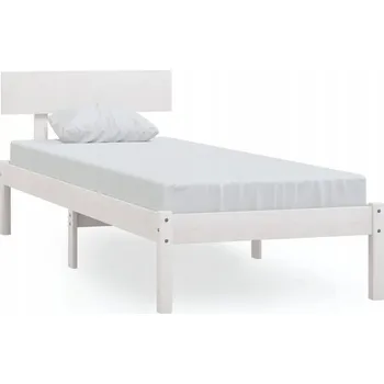 Postel Bílý rám postele z masivního borovicového dřeva 206,5 x 105,5 x 70 cm