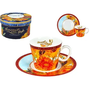 Carmani® Šálek s podšálkem na espresso 100 ml - Vincent van Gogh - Slunečnice