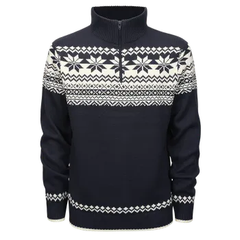 Pánský svetr BRANDIT svetr pánský 5029.8 přes hlavu norský vzor 3XL tmavě modrá