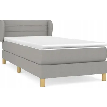 Postel Kontinentální postel s matrací, světle šedá, 203 x 103 x 78/88 cm