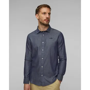 Oblečení a móda Tmavě Modrá Pánská Košile S Dlouhými Rukávy Aeronautica Militare 251ca1276ct3292-8372