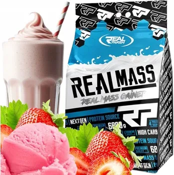 Protein GAINER protein sacharidy Real Pharm Real Mass JAHODOVÁ ZMRZLINA 6800g