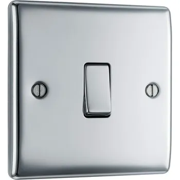 BG Electrical jednoduchý vypínač, leštěný chrom, řadový vypínač, 10AX vypínač, řadový vypínač