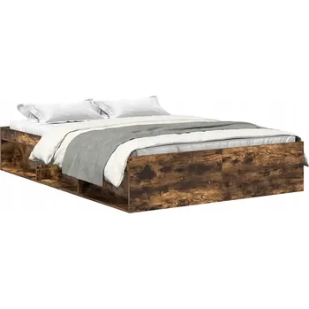 Postel Rám postele 193 x 123 x 35 cm, kouřový dub, se 6 přihrádkami