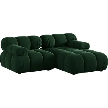 Pohovka Micadoni Lahvově zelená sametová rohová pohovka Bellis 188 cm, pravá