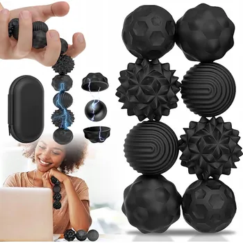 Hračka pro nejmenší HRAČKA ANTISTRESOVÁ MAGNETICKÁ SENZORICKÁ KULIČKA ZE SILIKONU SADA 8 KS