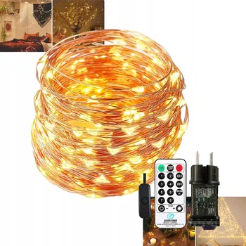 Vánoční dekorace LED světelný řetěz 10M z měděného drátu, 100 LED Vánoční osvětlení