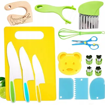 Kuchyňský nůž BEZPEČNÁ SADA NOŽŮ A KUCHYŇSKÉHO PŘÍSLUŠENSTVÍ PRO DĚTI MEGA SADA 17 ks