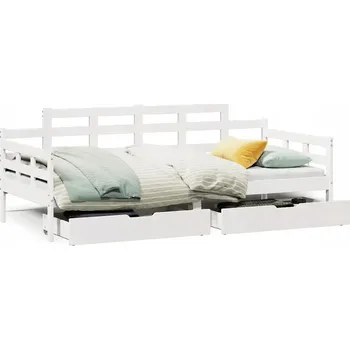 Pohovka Rozkládací postel-pohovka se zásuvkami, bílá, 203,5 x 88 x 76 cm