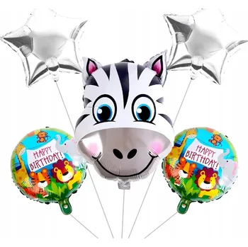 Sada narozeninových balónků Žirafa Zvířátka na oslavu narozenin, 5 ks