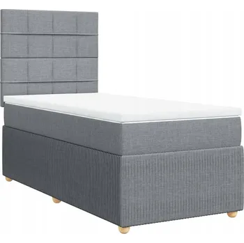 Postel Kontinentální postel světle šedá s matrací 200 x 100 x 140,5/150,5 cm