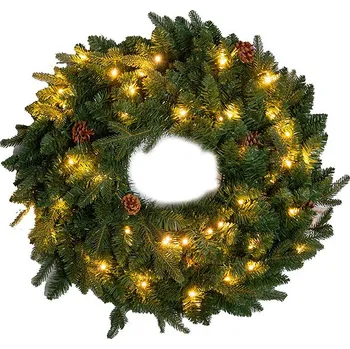 Vánoční dekorace Finnlumor Vánoční LED věnec s borovými šiškami, 60 cm