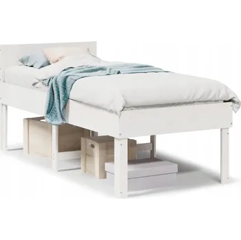 Postel Bílý rám postele z masivního borovicového dřeva 203,5 x 83,5 x 91 cm