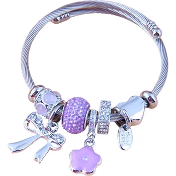 Náramek Náramek Flor - fialový - Náramek s přívěsky