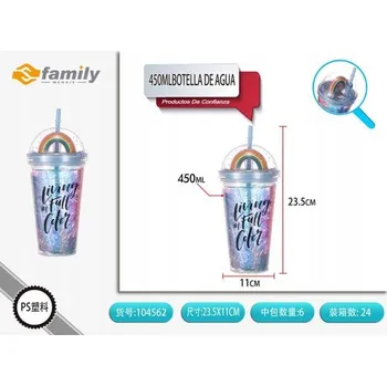 Hrnek s dvojitou stěnou a brčkem, 450 ml 1 Ks