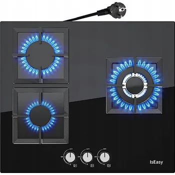 Varná deska IsEasy Plynová varná deska se 3 hořáky 3300W/2700W/1750W Zemní plyn/Propan-butan