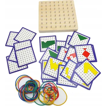 Dřevěná hračka Dřevěné vzdělávací puzzle Ikonka, vícebarevné s gumičkami, 15x15 cm