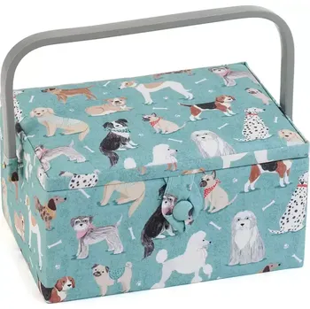 Organizér galanterie Střední košík na šití, pletení a háčkování - Psi (Medium Sewing box : Handle Dogs)