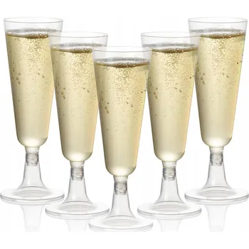 Sklenice Skleničky na šampaňské Plastové na stopce sklenice na víno 150 ml x 12