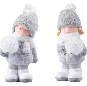 Vánoční dekorace Keramická LED figurka 125×230 mm – děti, vánoční dekorace, mix barev