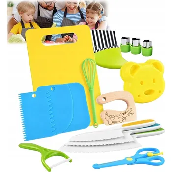 Kuchyňský nůž BEZPEČNÁ SADA KUCHYŇSKÝCH NOŽŮ A PŘÍSLUŠENSTVÍ PRO DĚTI, 17 KUSŮ