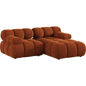 Pohovka Micadoni Terakotově oranžová sametová rohová pohovka Bellis 188 cm, pravá