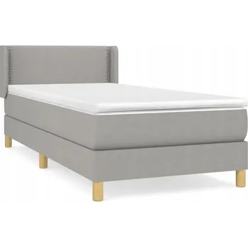 Postel Kontinentální postel světle šedá 203 x 93 x 78/88 cm s matrací 90 x 200 x 2 cm