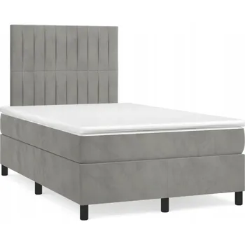 Postel Kontinentální postel s nastavitelným čelem, světle šedá, 203x120x118/128 cm