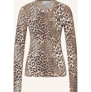 Dámské tričko Ganni Dlouhé Rukávy, velbloudí / tmavě hnědá / béžová
