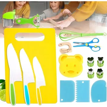 Kuchyňský nůž Sada bezpečných kuchyňských nožů a příslušenství pro děti, 17 ks