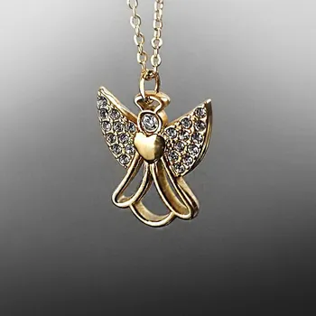 Náhrdelník Jemný pozlacený ocelový náhrdelník anděl s krystaly č. 1465